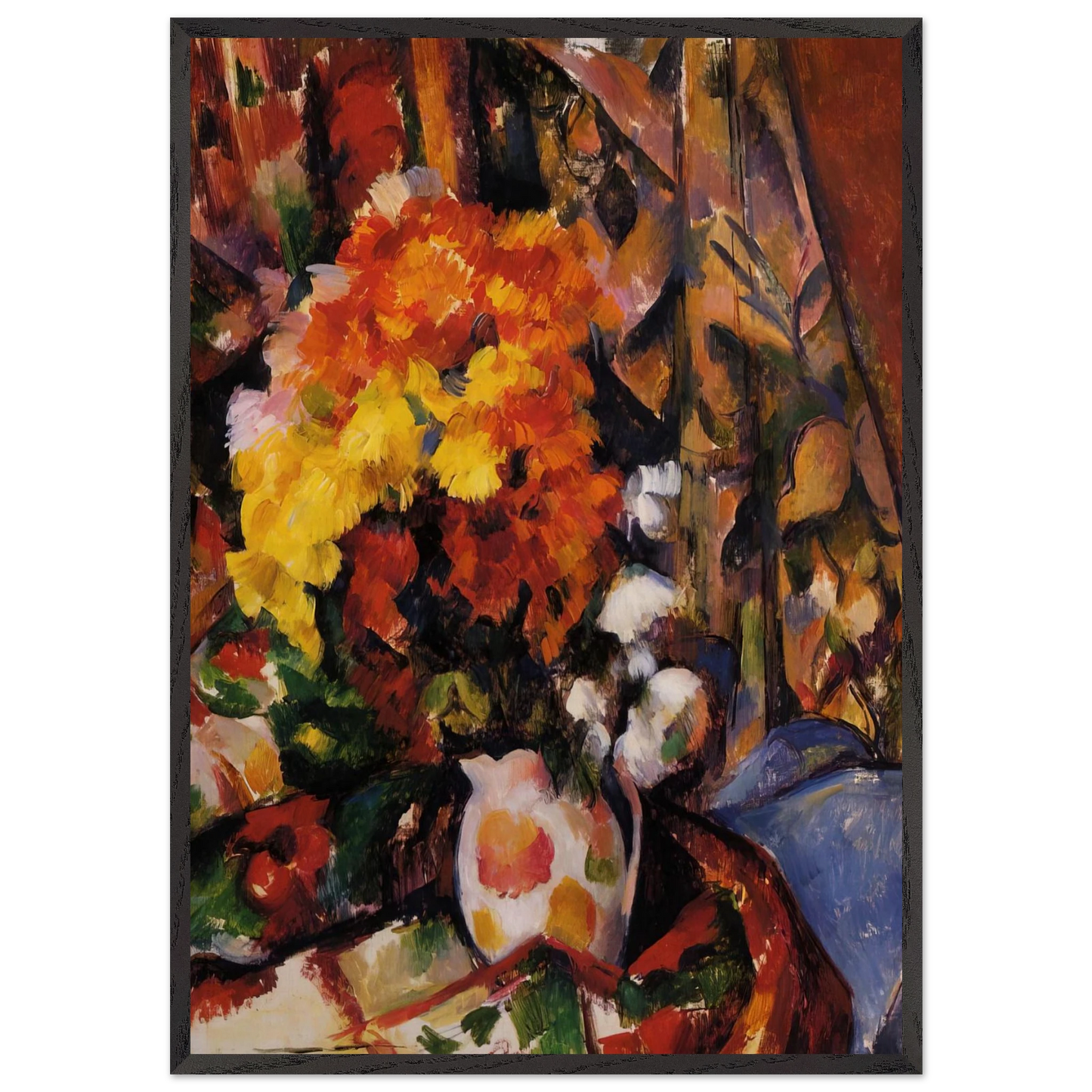 Chrysanthemums N2 - Paul Cezanne 70x100 cm / 28x40 inches Framed Art Print – Black Wooden Frame