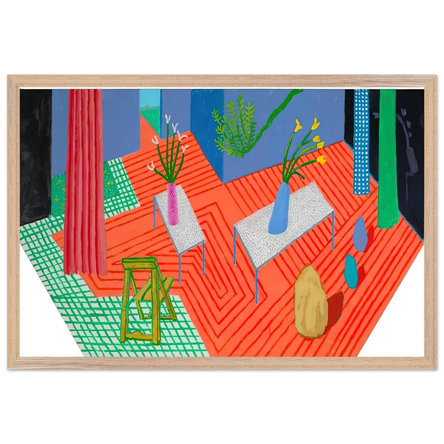 David Hockney - David Hockney Wall art - 60x80 cm / 24x32 inches - Premium Wooden Framed Poster With Fine Art Paper-canvas - White frame