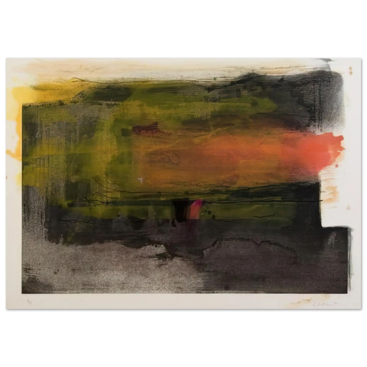 Helen Frankenthaler - Deep Sun - 1983 Wall art - 70x100 cm / 28x40 Inches - Premium Wooden Framed Poster With Fine Art Paper - Wood frame