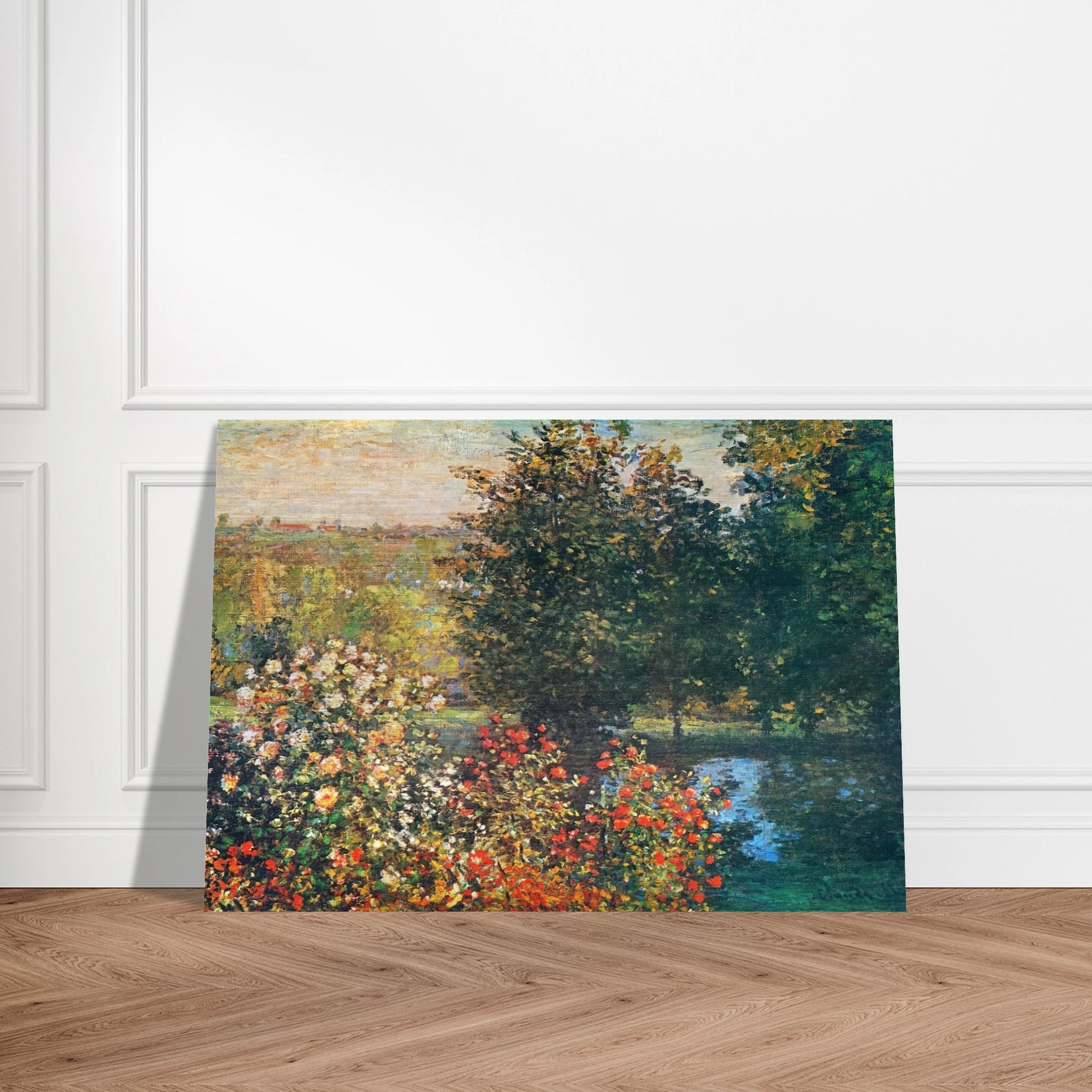 Roses in the Hoshede`s Garden at Montregon - claude monet Brushed Aluminum Print - 70x100 cm / 28x40 inches | claude monet Aluminum Print | claude monet Prints