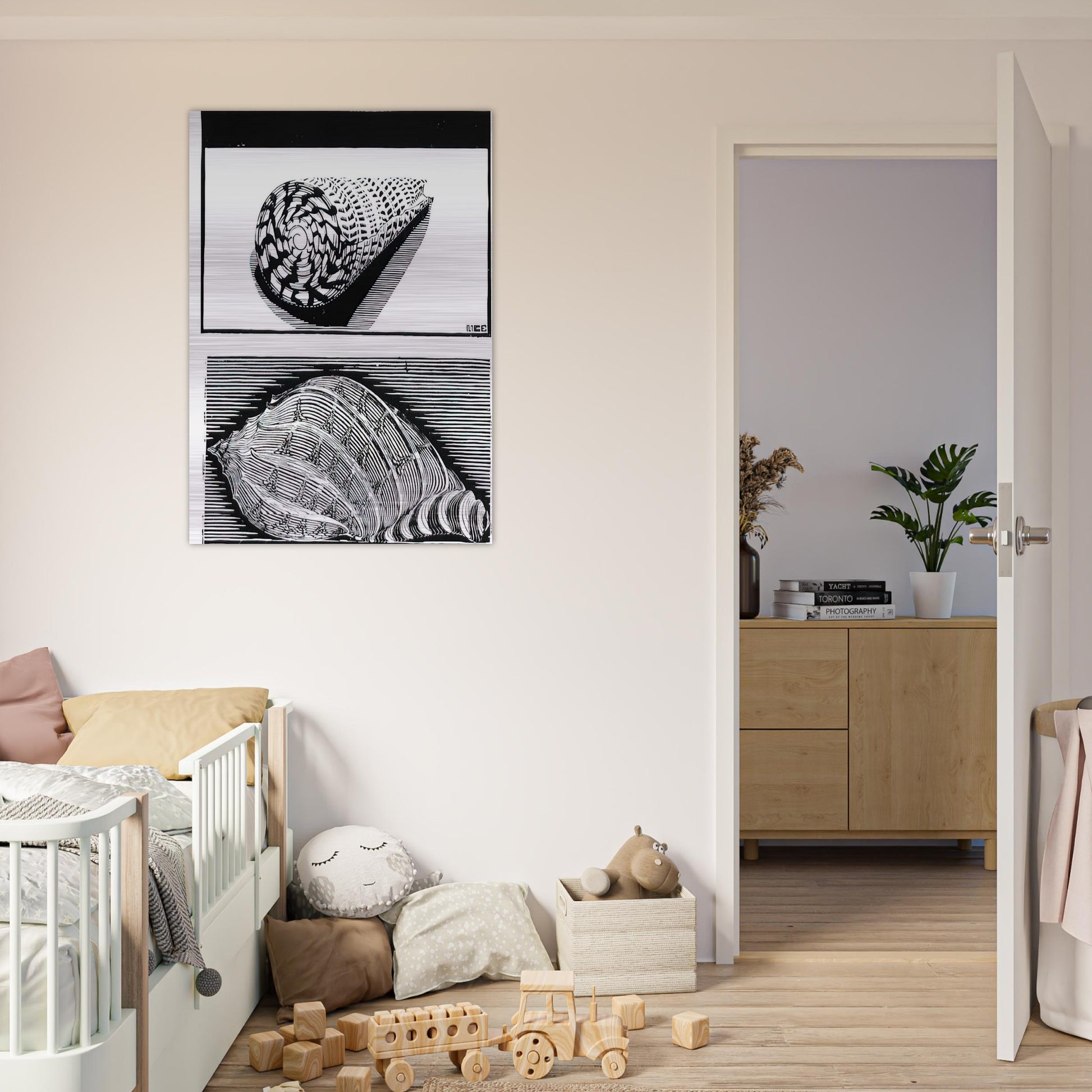 SEA SHELLS - MC Escher Brushed Aluminum Print - 70x100 cm / 28x40 inches | MC Escher Aluminum Print | MC Escher Prints
