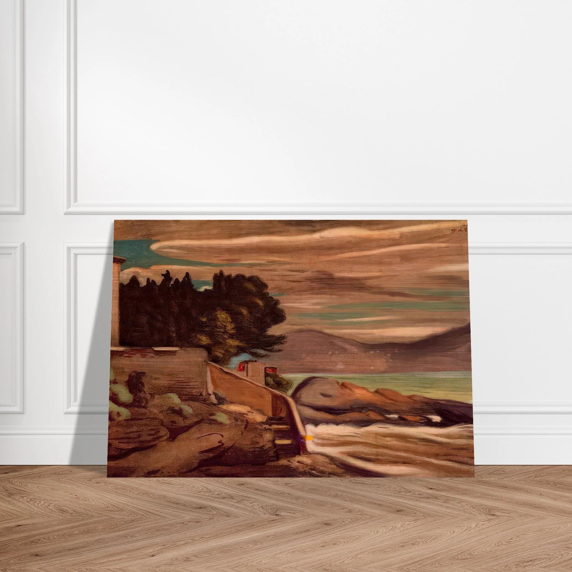 LANDSCAPE NEAR GENOVA - Giorgio de Chirico Brushed Aluminum Print - 70x100 cm / 28x40 inches | Giorgio de Chirico Aluminum Print | Giorgio de Chirico Prints