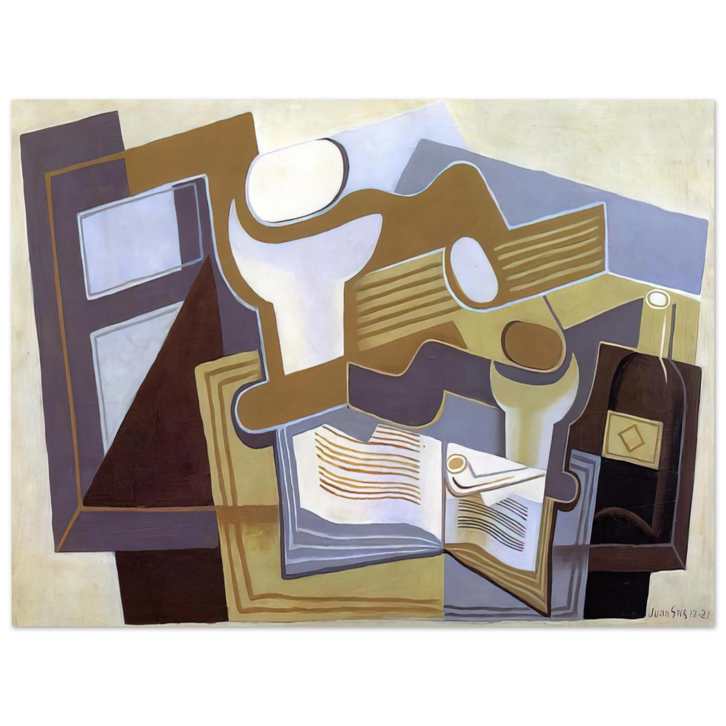 Juan Gris - GUITAR AND FRUIT DISH 1  75x100 cm / 30x40inches Fine Art Poster