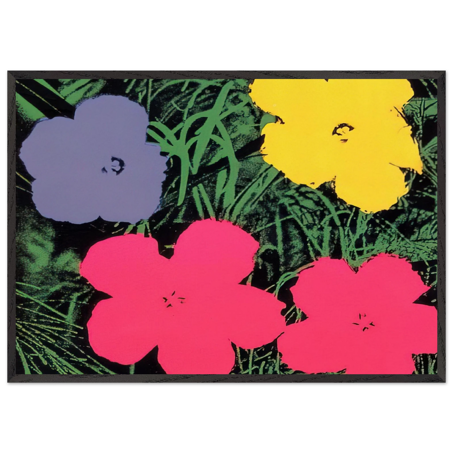 Flowers N1 - Andy Warhol 70x100 cm / 28x40 inches Framed Art Print – Black Wooden Frame