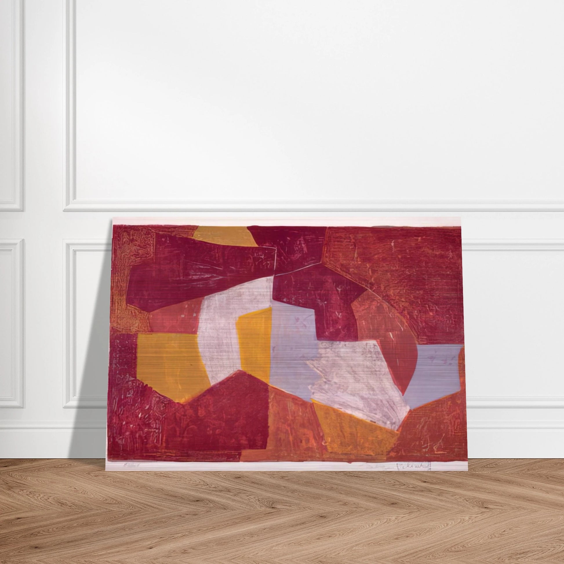 Composition carmin, brune, jaune et grise - 1956 - Serge Poliakoff Brushed Aluminum Print - 70x100 cm / 28x40 inches | Serge Poliakoff Aluminum Print | Serge Poliakoff Prints