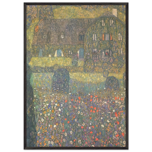 COUNTRY HOUSE BY THE ATTERSEE - Gustav Klimt 70x100 cm / 28x40 inches Framed Art Print – Black Wooden Frame