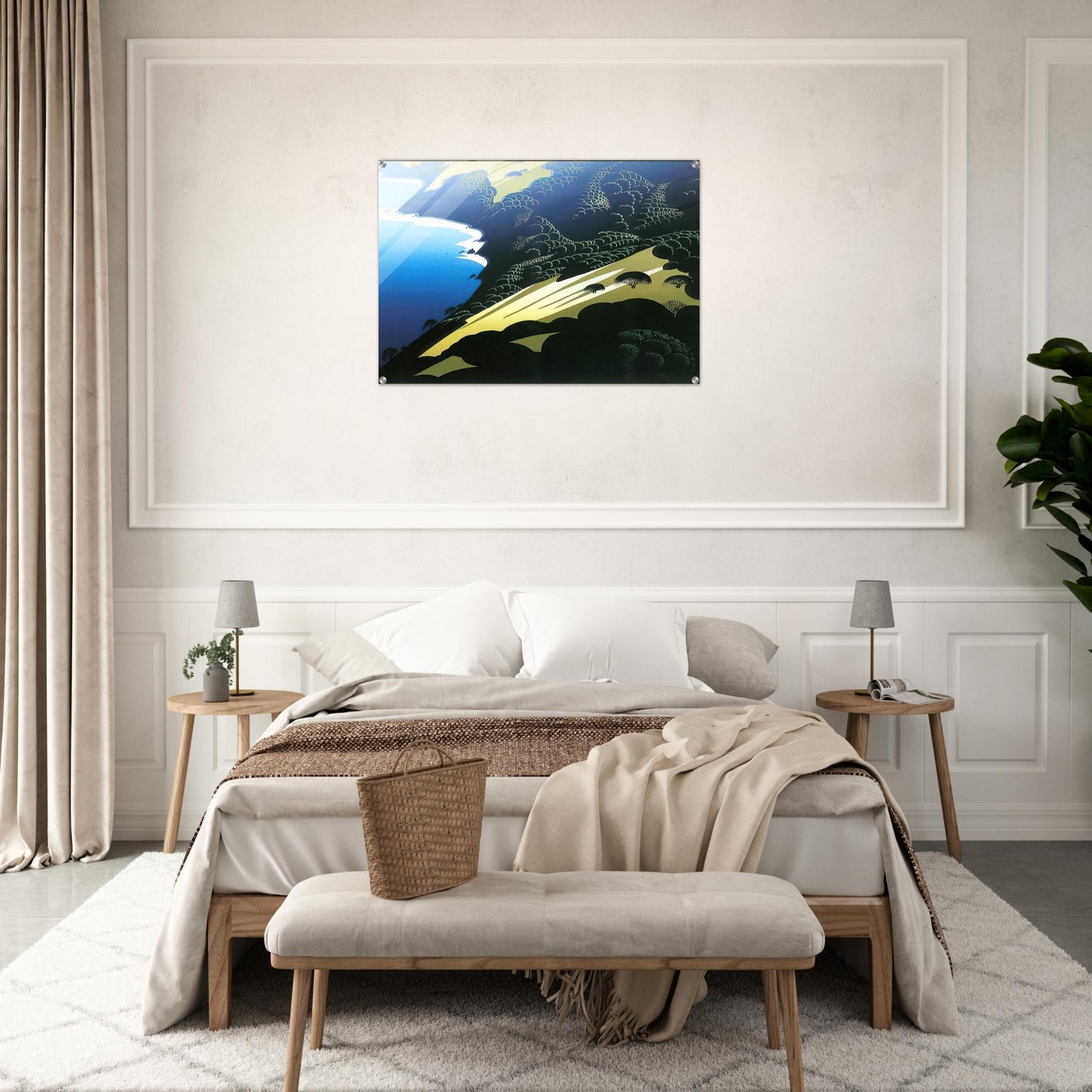 Seaside Pastures - Eyvind Earle Acrylic Print - 70x100 cm / 28x40″ inches