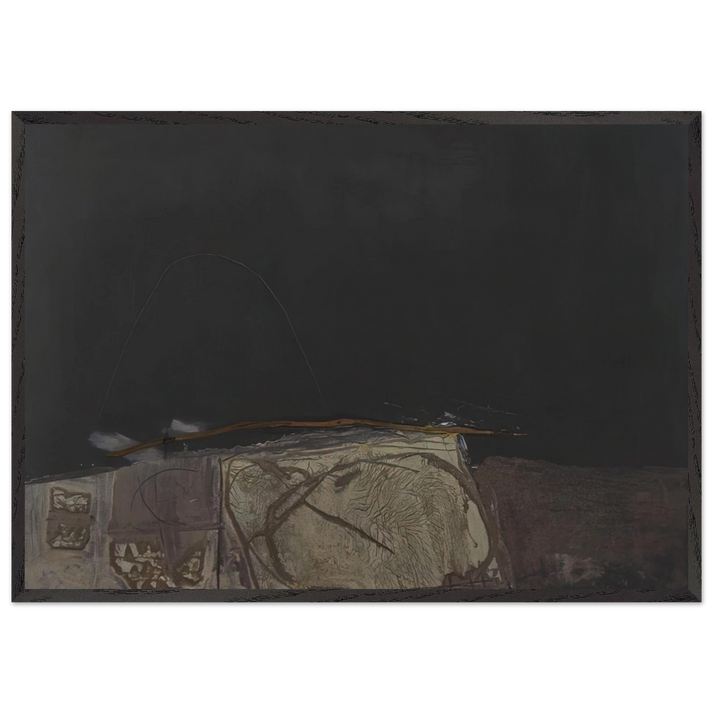 GREY AND GREEN PAINTING 1957 - Antoni Tapies 70x100 cm / 28x40 inches Framed Art Print – Black Wooden Frame