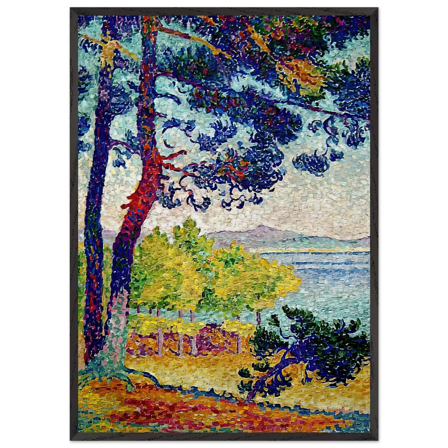 Afternoon at Pardigon Var - Henri-Edmond Cross 70x100 cm / 28x40 inches Framed Art Print – Black Wooden Frame