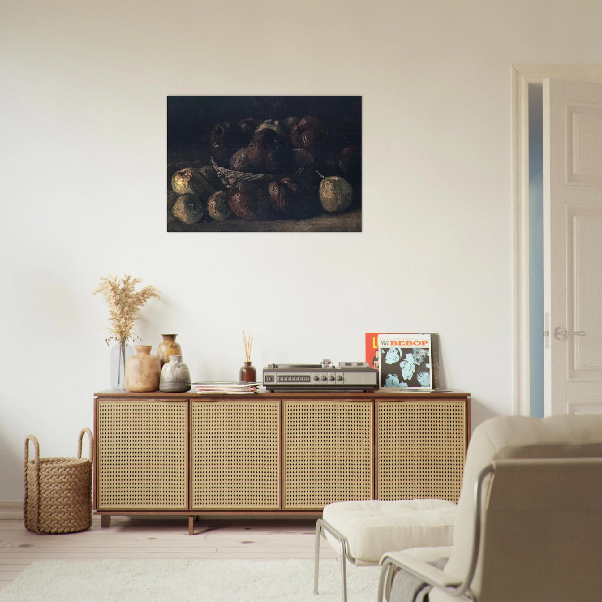 Still life with a basket of apples - Vincent van Gogh Brushed Aluminum Print - 70x100 cm / 28x40 inches | Vincent van Gogh Aluminum Print | Vincent van Gogh Prints