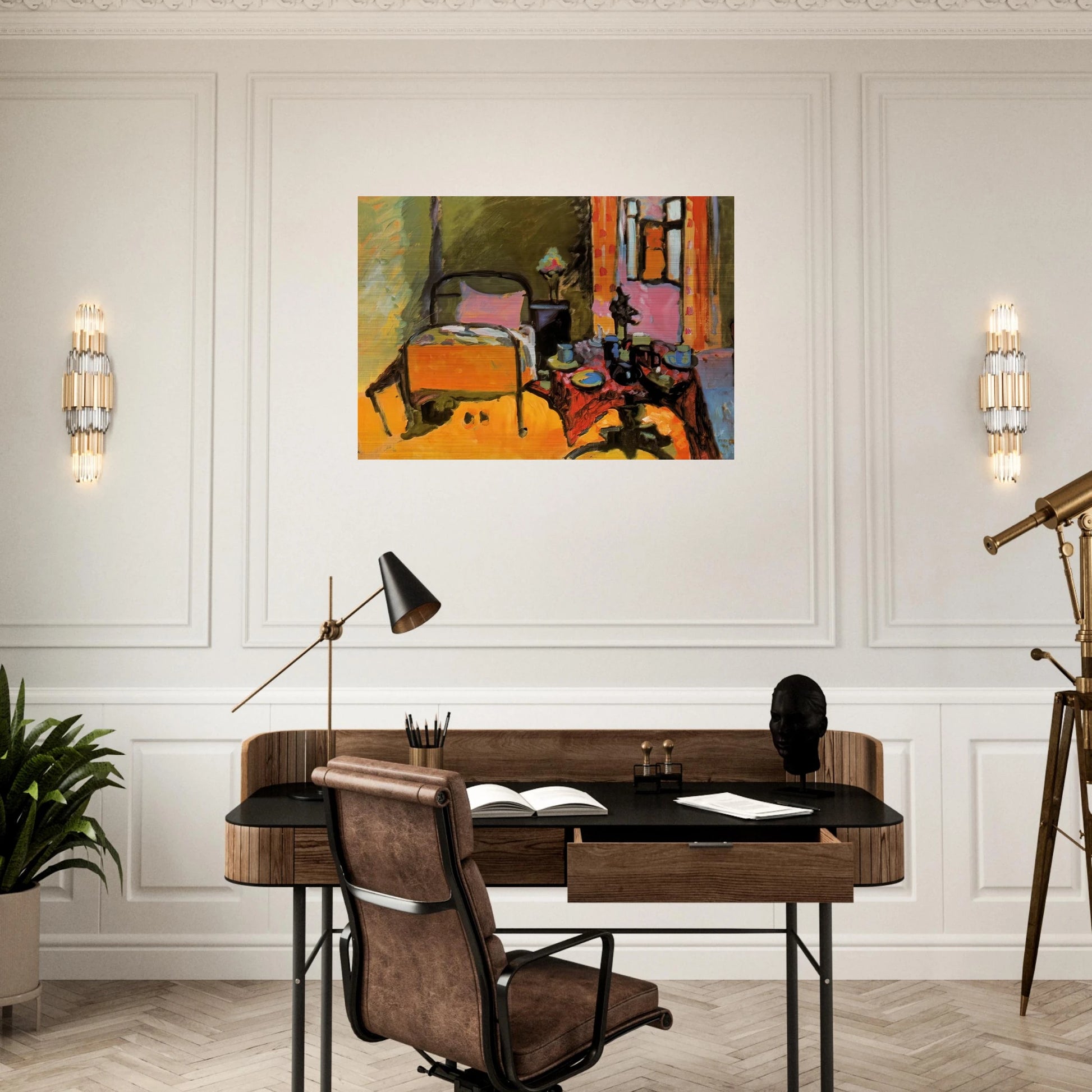 BEDROOM IN AINTMILLERSTRASSE 1909 - Wassily Kandinsky Brushed Aluminum Print - 70x100 cm / 28x40 inches | Wassily Kandinsky Aluminum Print | Wassily Kandinsky Prints
