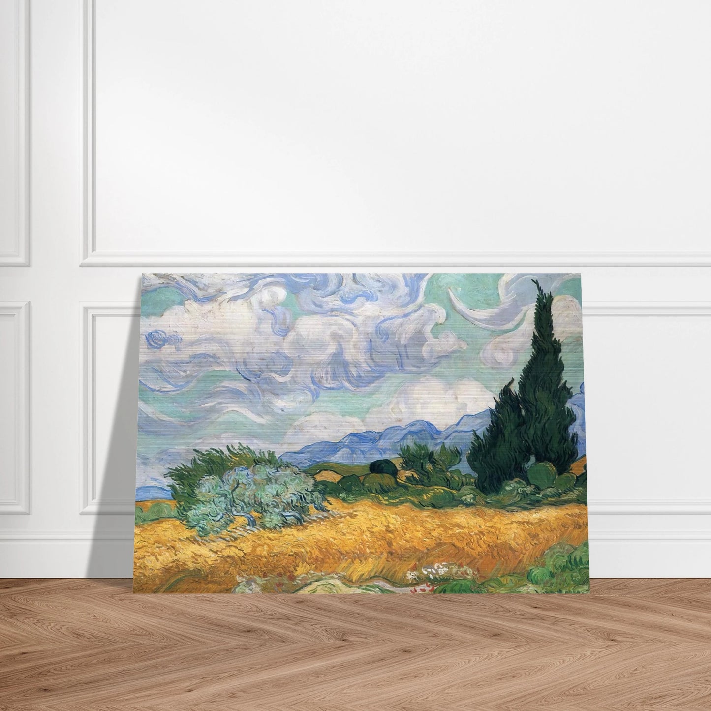 Wheatfield with cypress tree - Vincent van Gogh Brushed Aluminum Print - 70x100 cm / 28x40 inches | Vincent van Gogh Aluminum Print | Vincent van Gogh Prints