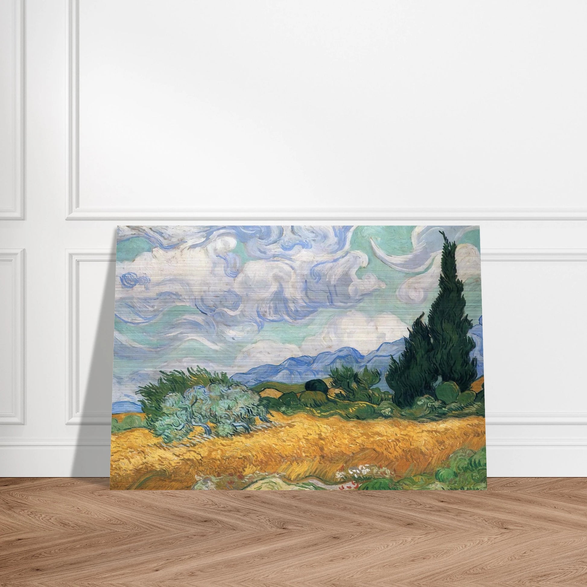 Wheatfield with cypress tree - Vincent van Gogh Brushed Aluminum Print - 70x100 cm / 28x40 inches | Vincent van Gogh Aluminum Print | Vincent van Gogh Prints
