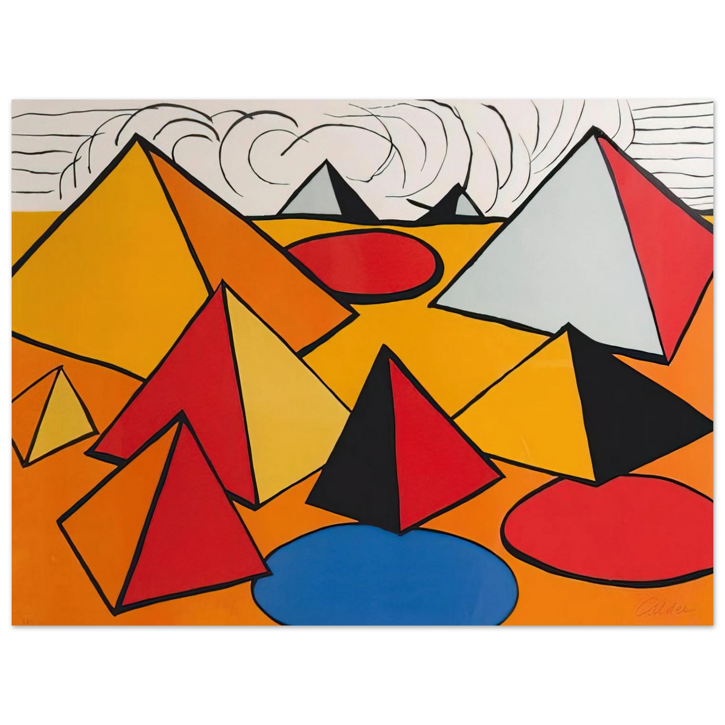 Alexander Calder - PRYAMIDS AND CLOUDS 1970 Fine Art Poster