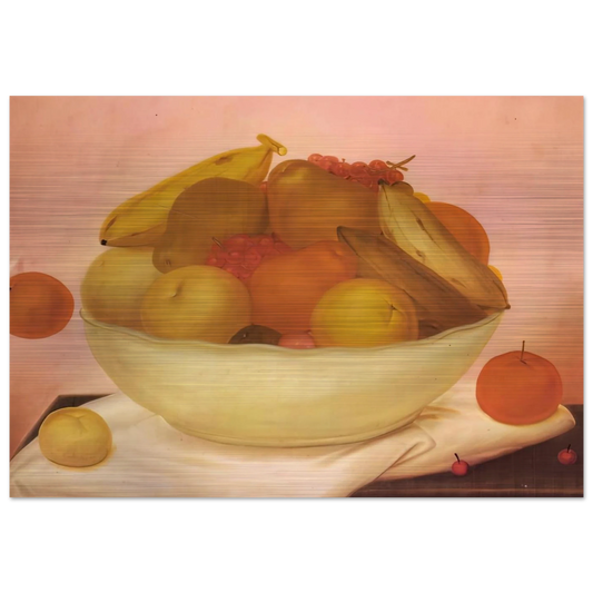 STILL LIFE WITH ORANGE FALLING - Fernando Botero Brushed Aluminum Print - 70x100 cm / 28x40 inches | Fernando Botero Aluminum Print | Fernando Botero Prints