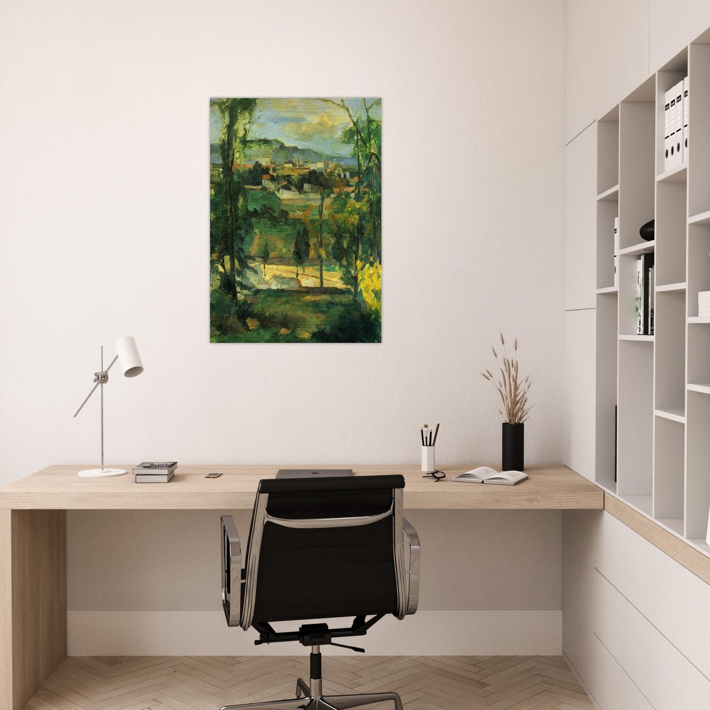 Village behind Trees - Paul Cézanne Brushed Aluminum Print - 70x100 cm / 28x40 inches | Paul Cézanne Aluminum Print | Paul Cézanne Prints