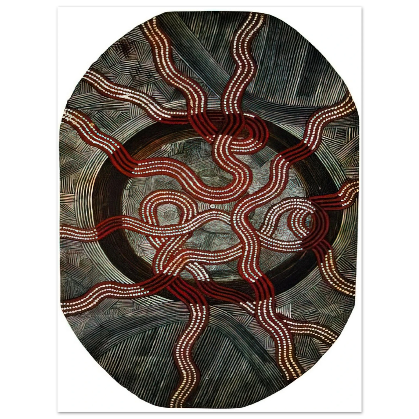 Clifford Possum Tjapaltjarri - Untitled Snake Dreaming - 1972  75x100 cm / 30x40inches Fine Art Poster