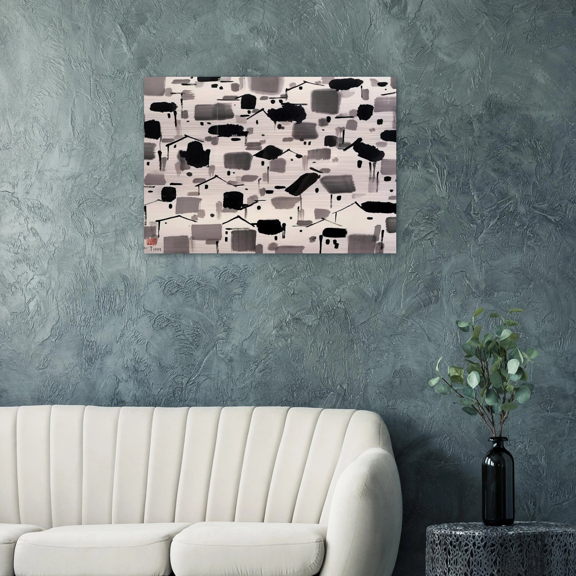 Home of Man - 1999 - Wu Guanzhong Brushed Aluminum Print - 70x100 cm / 28x40 inches | Wu Guanzhong Aluminum Print | Wu Guanzhong Prints