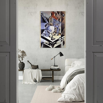 STILL LIFE WITH FLOWERS 1912 - Juan Gris Brushed Aluminum Print - 70x100 cm / 28x40 inches | Juan Gris Aluminum Print | Juan Gris Prints