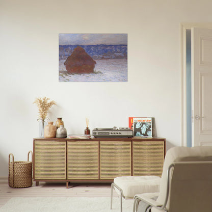 Stack of Wheat Snow Effect, Overcast Day - claude monet Brushed Aluminum Print - 70x100 cm / 28x40 inches | claude monet Aluminum Print | claude monet Prints