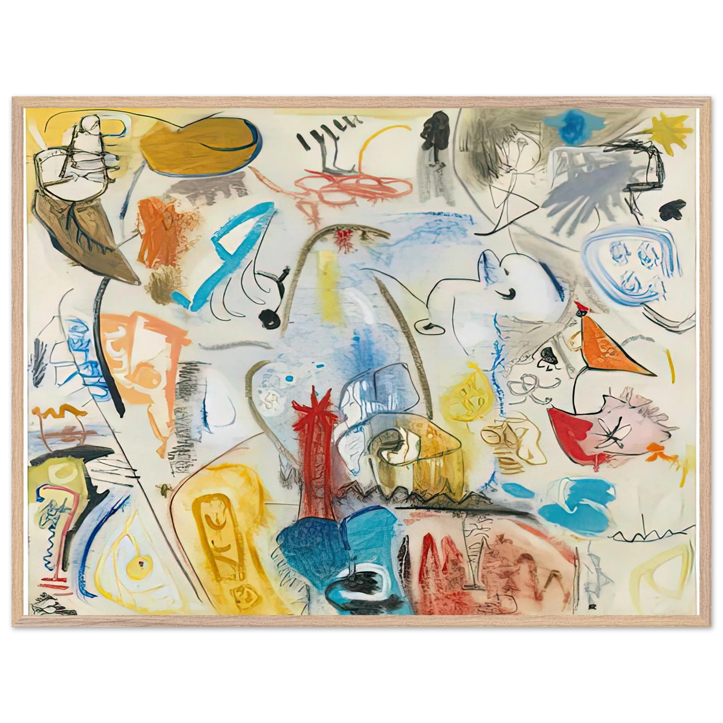 Helen Frankenthaler - Circus Landscape, 1951- Wall Art - 21x29.7 cm / 8x12" - Premium Wooden Framed Poster With Fine Art Paper-canvas - White frame