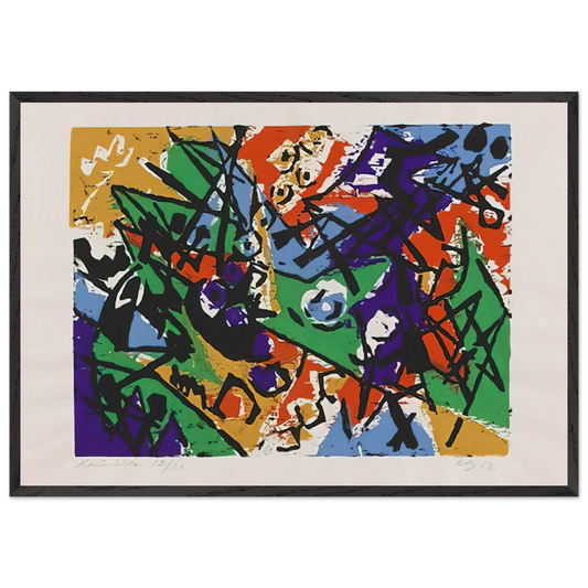 Farbholzschnitt 1952-2 - 1952 - Ernst Wilhelm Nay 70x100 cm / 28x40 inches Framed Art Print – Black Wooden Frame