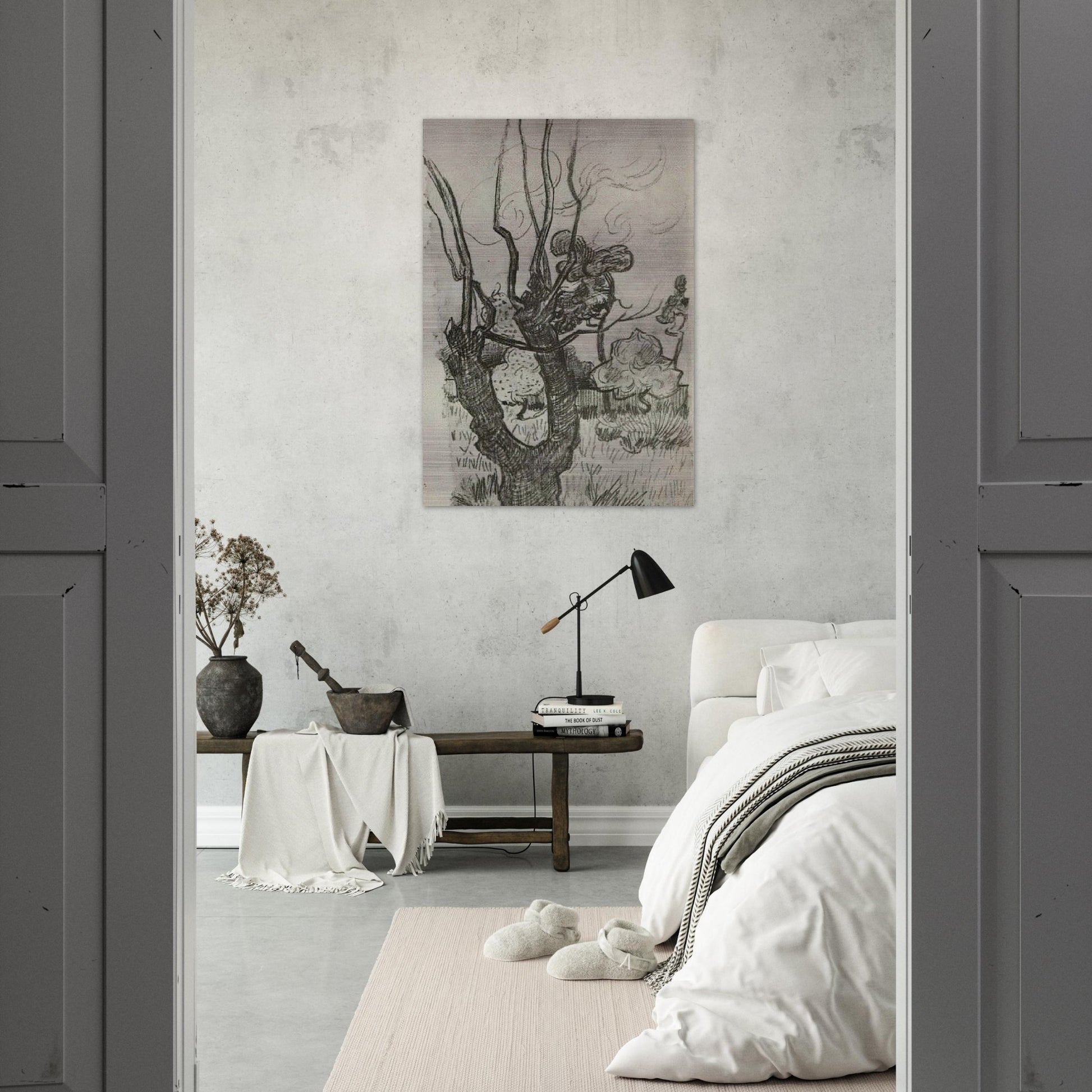 A Bare Treetop in the Garden of the Asylum - Vincent van Gogh Brushed Aluminum Print - 70x100 cm / 28x40 inches | Vincent van Gogh Aluminum Print | Vincent van Gogh Prints