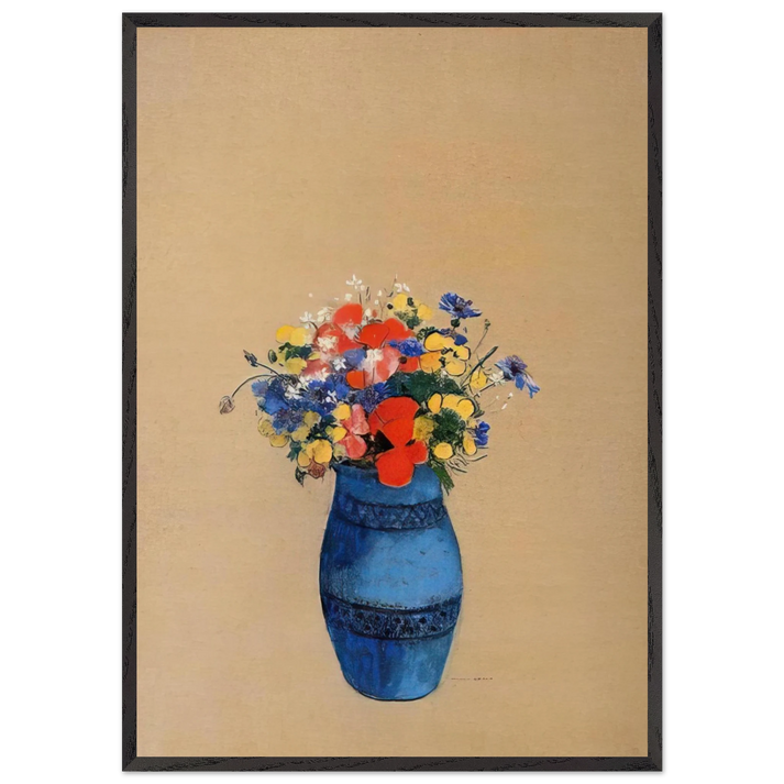 VASE OF FLOWERS 6 - Odilon Redon 70x100 cm / 28x40 inches Framed Art Print – Black Wooden Frame