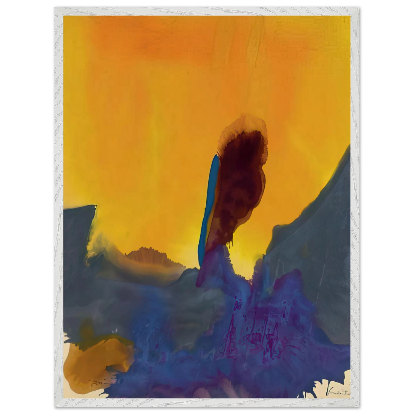 Helen Frankenthaler - Glow II - 1968 Wall art - 40x50 cm / 16x20 inches - Premium Wooden Framed Poster With Fine Art Paper-canvas - White frame