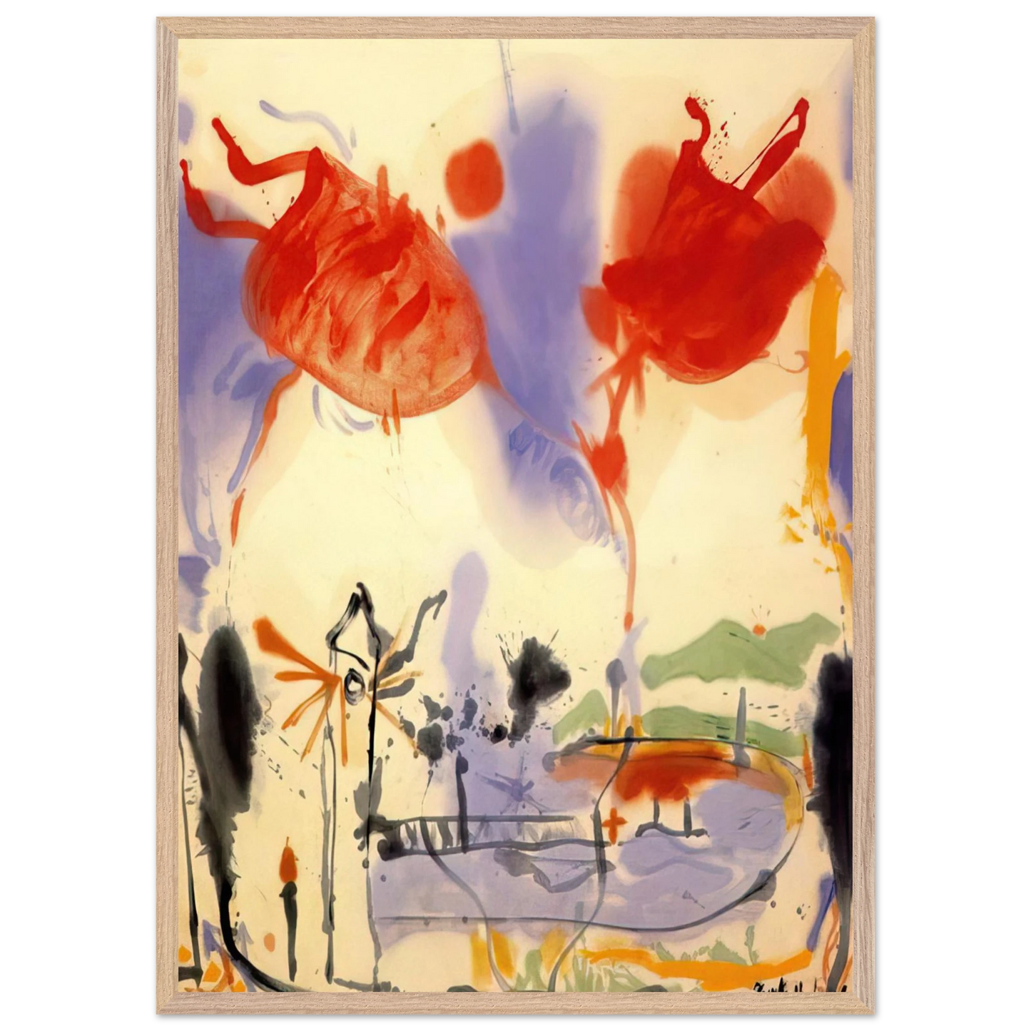 Helen Frankenthaler - Round Trip - 1957 Wall art - 70x100 cm / 28x40 inches - Premium Wooden Framed Poster With Fine Art Paper-canvas - Wood frame