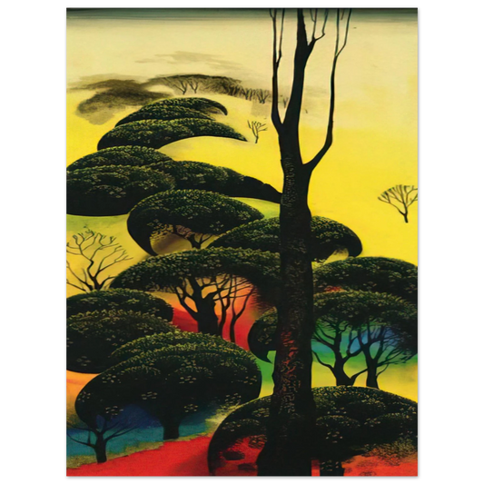 Eyvind Earle - Climbing Oaks  75x100 cm / 30x40inches Fine Art Poster