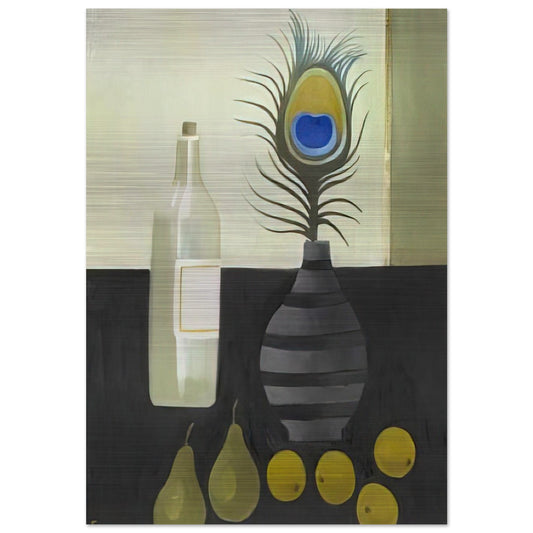 Peacock Feather Still Life - 2009 - Mary Fedden Brushed Aluminum Print - 70x100 cm / 28x40 inches | Mary Fedden Aluminum Print | Mary Fedden Prints