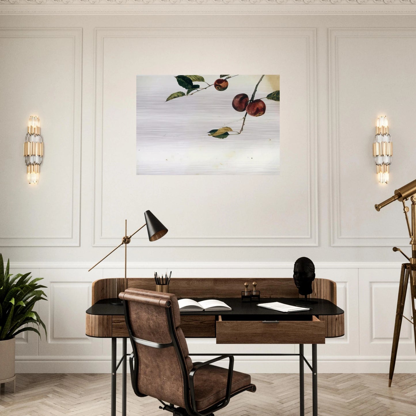 APPLES ON A BOUGH STUDY BEFORE PICKING - Andrew Wyeth Brushed Aluminum Print - 70x100 cm / 28x40 inches | Andrew Wyeth Aluminum Print | Andrew Wyeth Prints