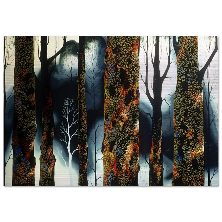 Jewel Trees - Eyvind Earle Brushed Aluminum Print - 70x100 cm / 28x40 inches | Eyvind Earle Aluminum Print | Eyvind Earle Prints