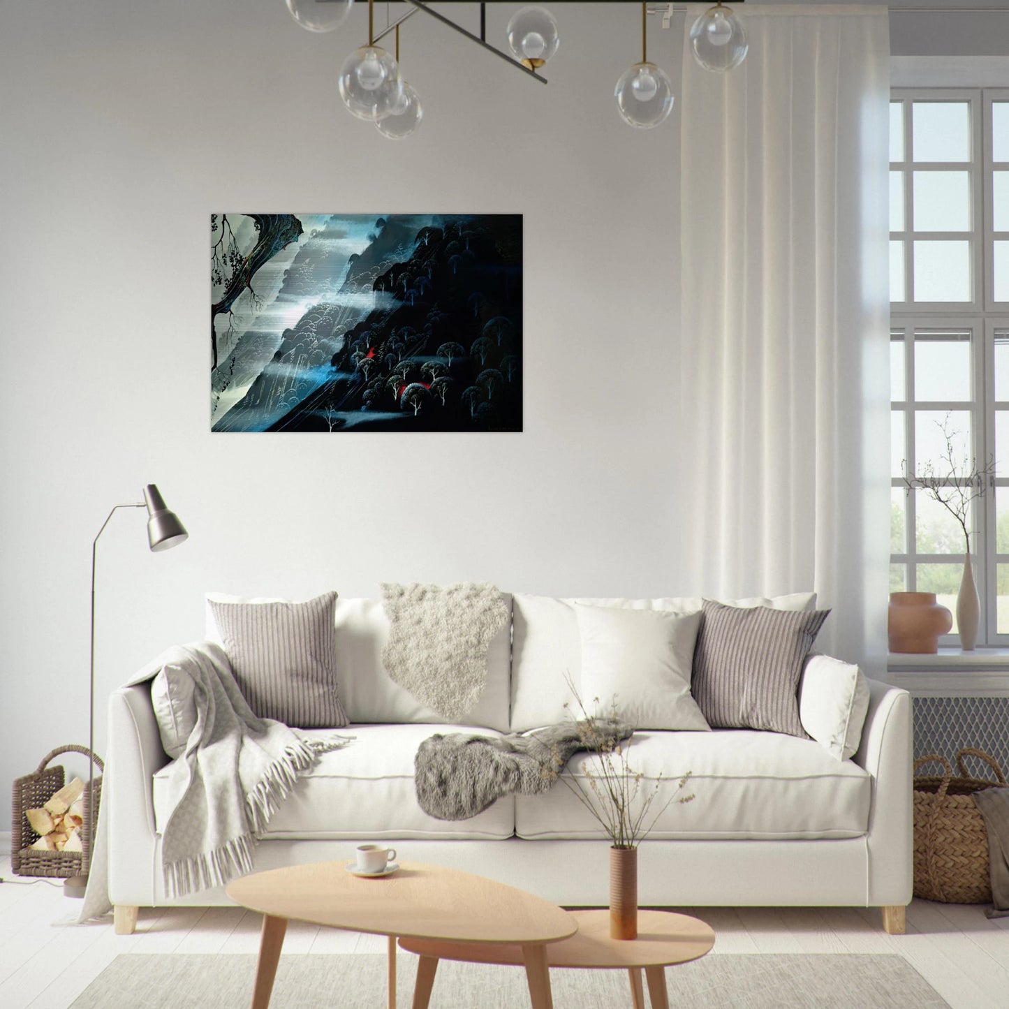 Coastline Fogl - Eyvind Earle Brushed Aluminum Print - 70x100 cm / 28x40 inches | Eyvind Earle Aluminum Print | Eyvind Earle Prints