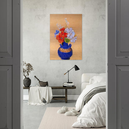 FLOWERS IN A BLUE VASE 1 - Odilon Redon Brushed Aluminum Print - 70x100 cm / 28x40 inches | Odilon Redon Aluminum Print | Odilon Redon Prints