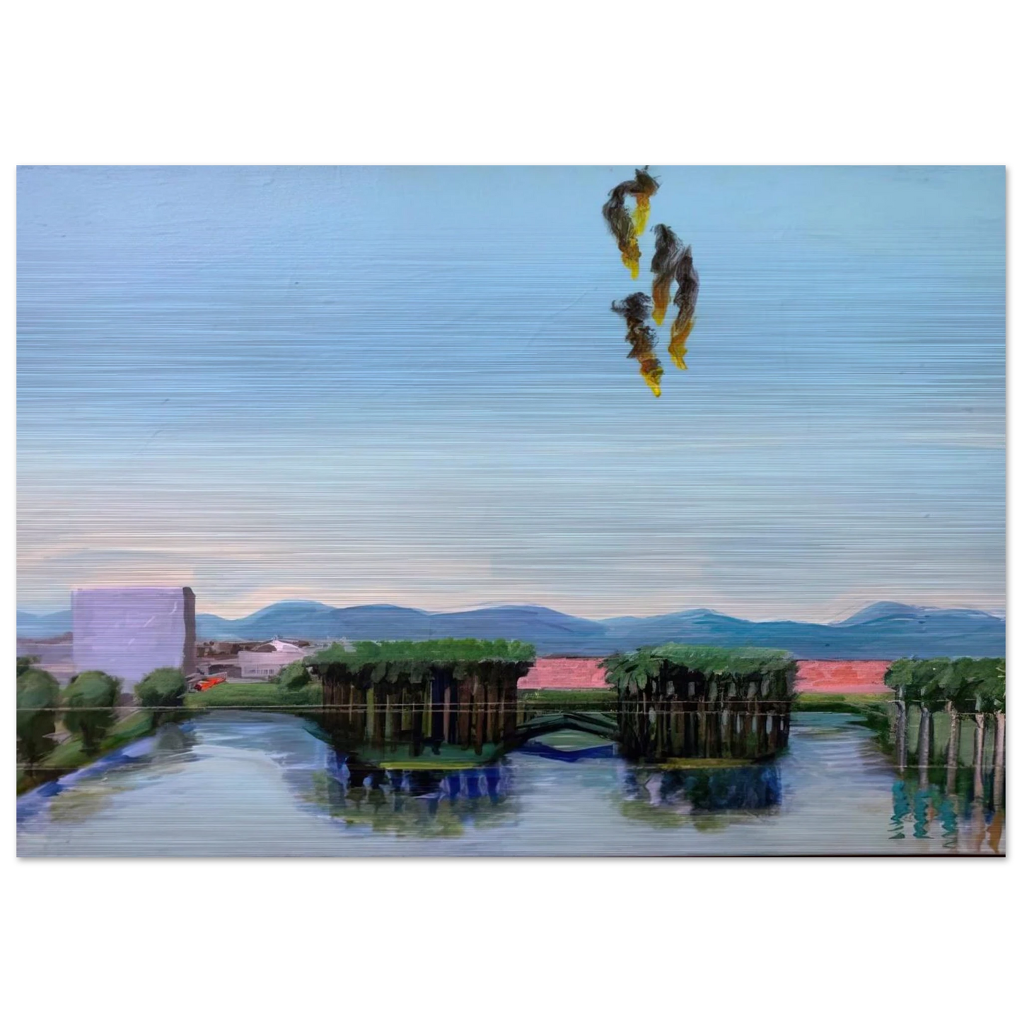 Echo Park Falling Angels - 1974 - Carlos Almaraz Brushed Aluminum Print - 70x100 cm / 28x40 inches | Carlos Almaraz Aluminum Print | Carlos Almaraz Prints