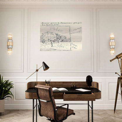 Orchard and House with Orange Roof - Vincent van Gogh Brushed Aluminum Print - 70x100 cm / 28x40 inches | Vincent van Gogh Aluminum Print | Vincent van Gogh Prints