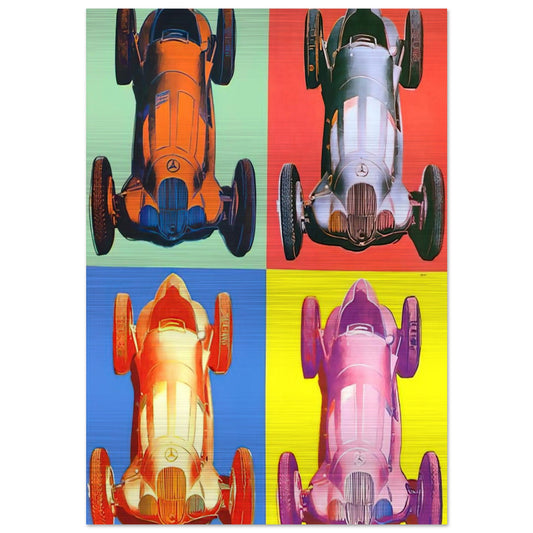 Benz Racing Car - Andy Warhol Brushed Aluminum Print - 70x100 cm / 28x40 inches | Andy Warhol Aluminum Print | Andy Warhol Prints