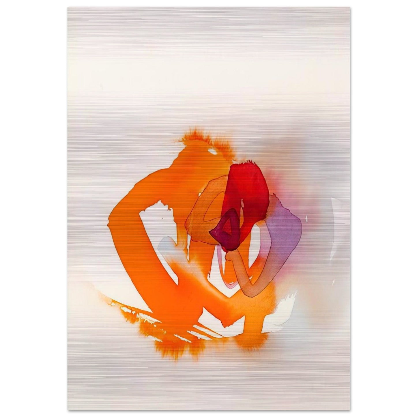 UNTITLED ORANGE RED AND PURPLE - Luis Feito Brushed Aluminum Print - 70x100 cm / 28x40 inches | Luis Feito Aluminum Print | Luis Feito Prints