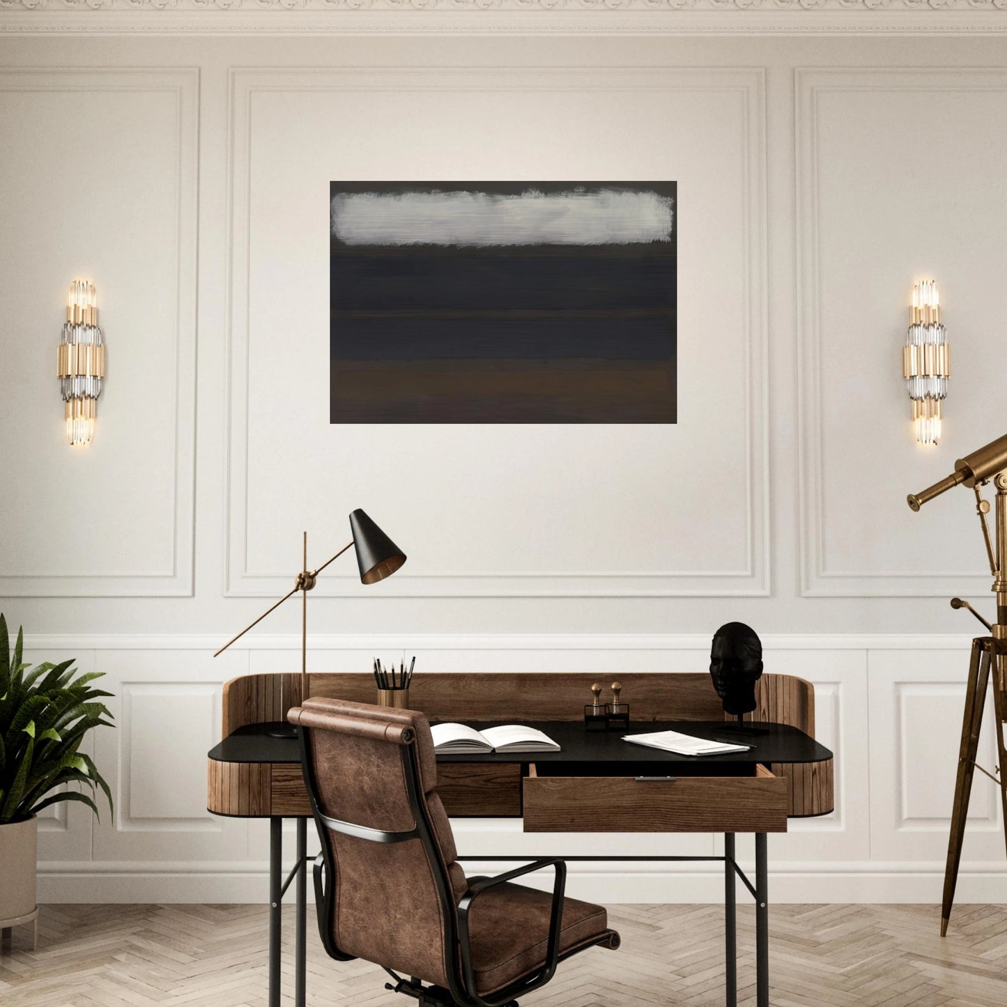 No. 14 Horizontals, White over Darks - 1961 - Mark Rothko Brushed Aluminum Print - 70x100 cm / 28x40 inches | Mark Rothko Aluminum Print | Mark Rothko Prints