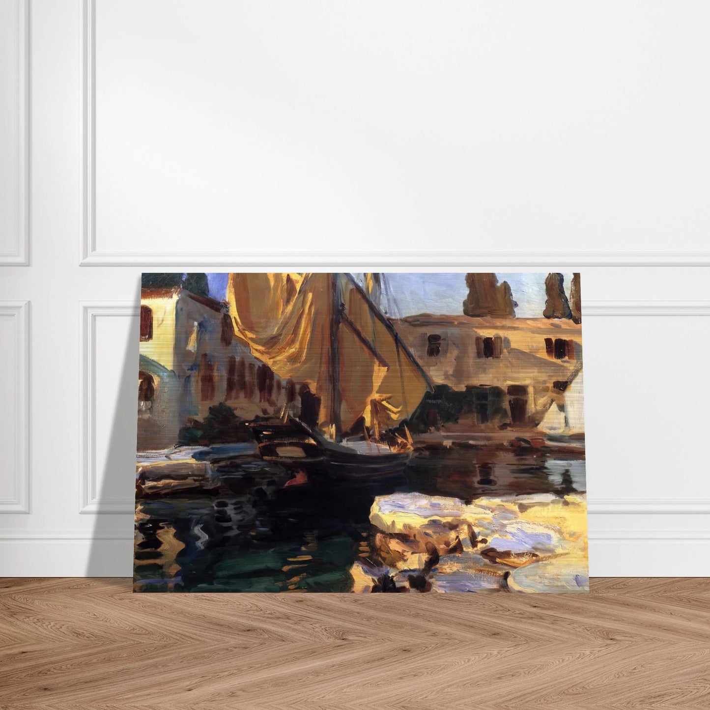 San Vigilio. A Boat with Golden Sail - John Singer Sargent Brushed Aluminum Print - 70x100 cm / 28x40 inches | John Singer Sargent Aluminum Print | John Singer Sargent Prints