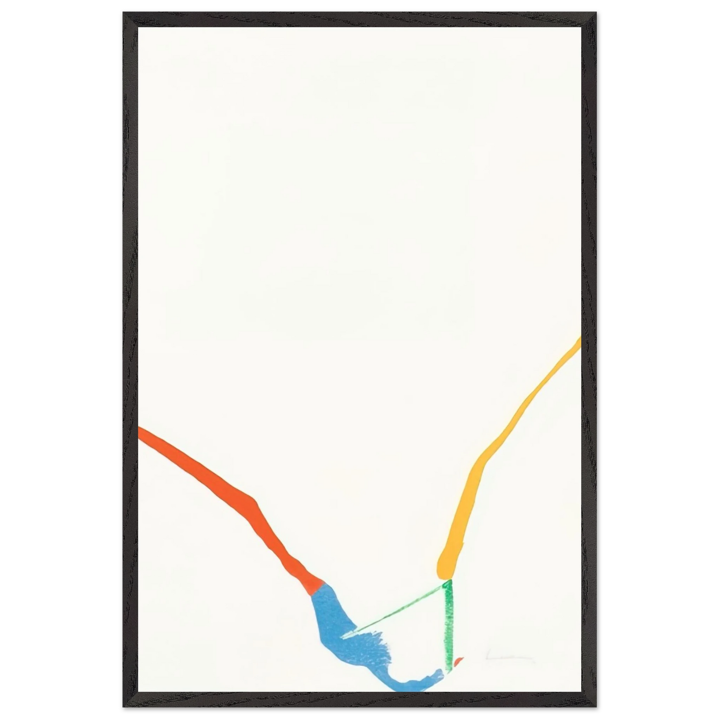 Helen Frankenthaler - What Red Lines Can Do - 1970 Wall art - 28x43  cm / XL (11x17 inches) - Premium Wooden Framed Poster With Fine Art Paper-canvas - Black frame