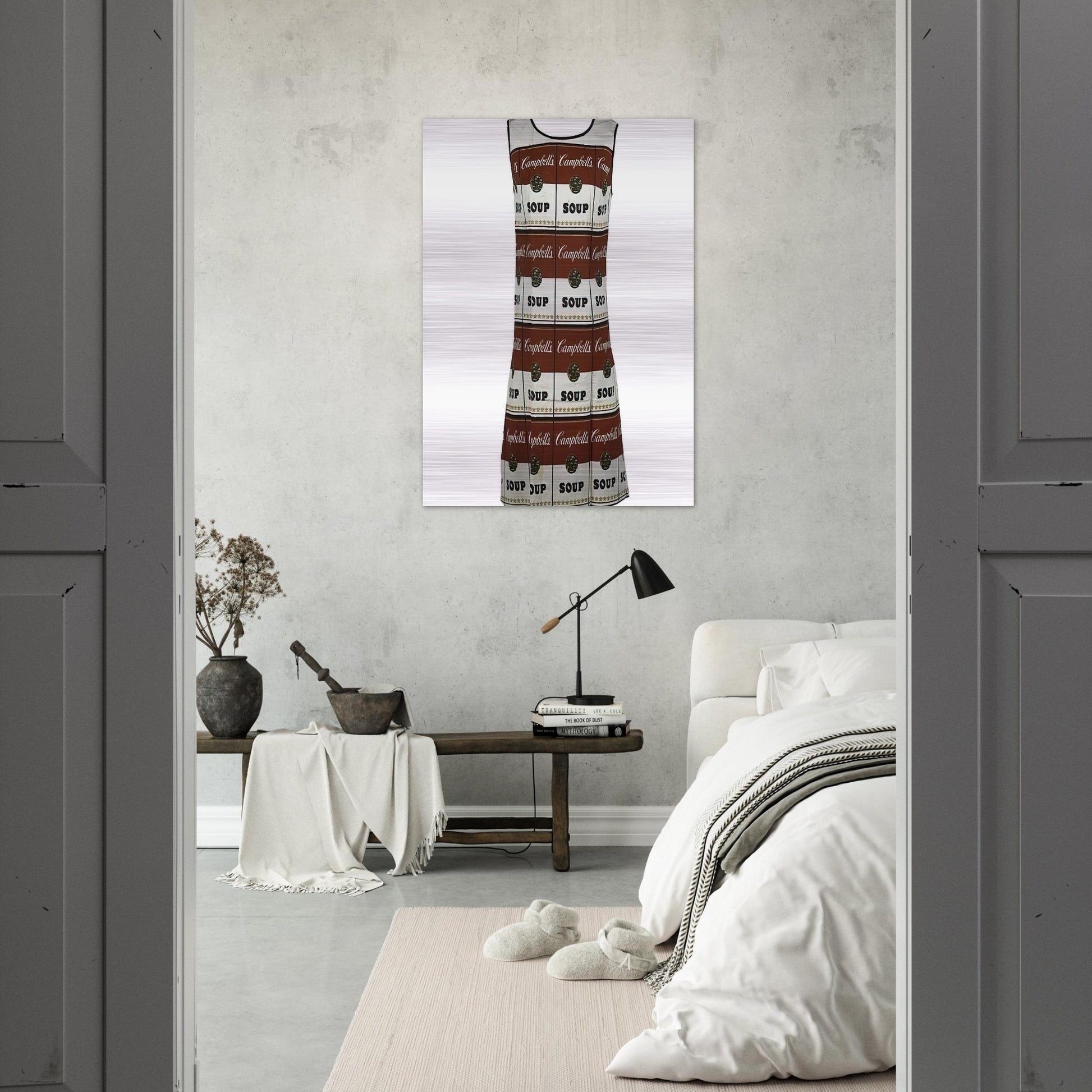 The Souper Dress - Andy Warhol Brushed Aluminum Print - 70x100 cm / 28x40 inches | Andy Warhol Aluminum Print | Andy Warhol Prints