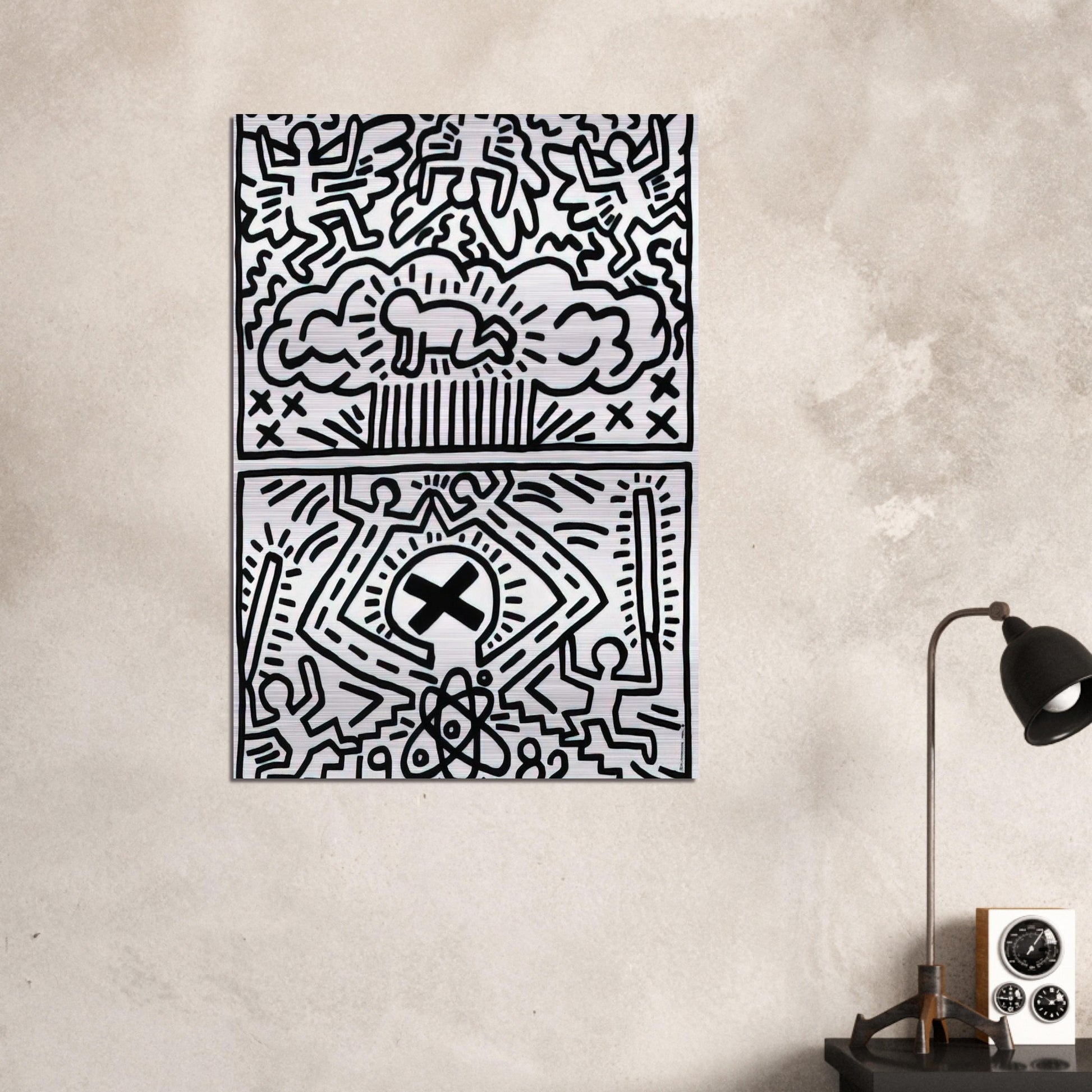 ANTI NUCLEAR RALLY 1982 - Keith Haring Brushed Aluminum Print - 70x100 cm / 28x40 inches | Keith Haring Aluminum Print | Keith Haring Prints