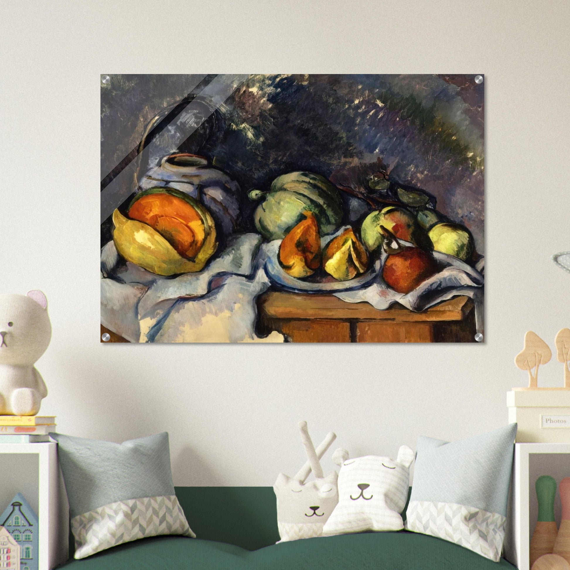 Still Life with Fruit and a Ginger Pot - Paul Cézanne Acrylic Print - 70x100 cm / 28x40″ inches