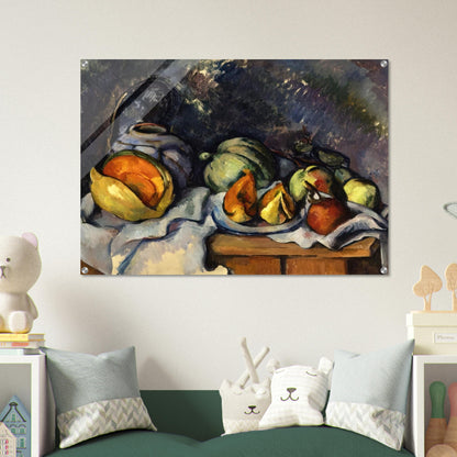 Still Life with Fruit and a Ginger Pot - Paul Cézanne Acrylic Print - 70x100 cm / 28x40″ inches