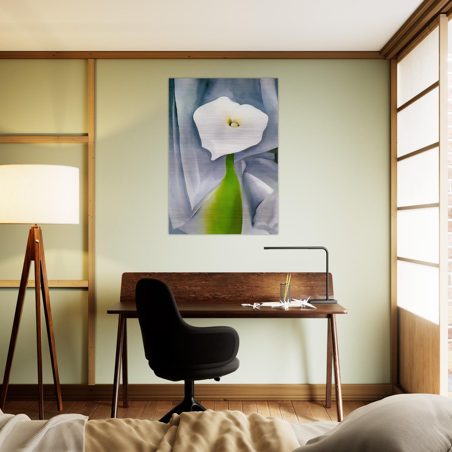 Calla Lily on Grey - Georgia O'Keeffe Brushed Aluminum Print - 70x100 cm / 28x40 inches | Georgia O'Keeffe Aluminum Print | Georgia O'Keeffe Prints