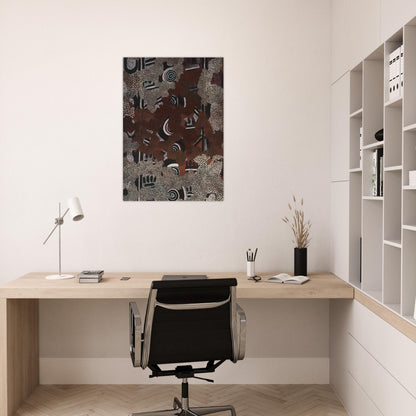 Bush Fire II - 1972 - Clifford Possum Tjapaltjarri Brushed Aluminum Print - 70x100 cm / 28x40 inches | Clifford Possum Tjapaltjarri Aluminum Print | Clifford Possum Tjapaltjarri Prints