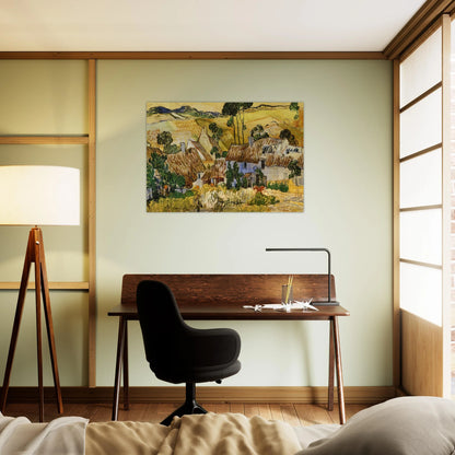 Thatched Houses against a Hill - Vincent van Gogh Brushed Aluminum Print - 70x100 cm / 28x40 inches | Vincent van Gogh Aluminum Print | Vincent van Gogh Prints
